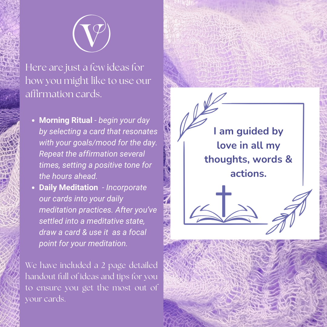 Printable Affirmation Card Set - Digital Download PDF - Faith Affirmations for Gratitude, Love & Kindness