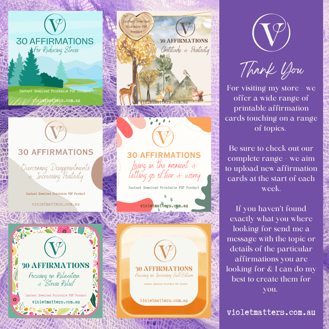 Printable Affirmation Card Set - Digital Download PDF - Faith Affirmations for Gratitude, Love & Kindness