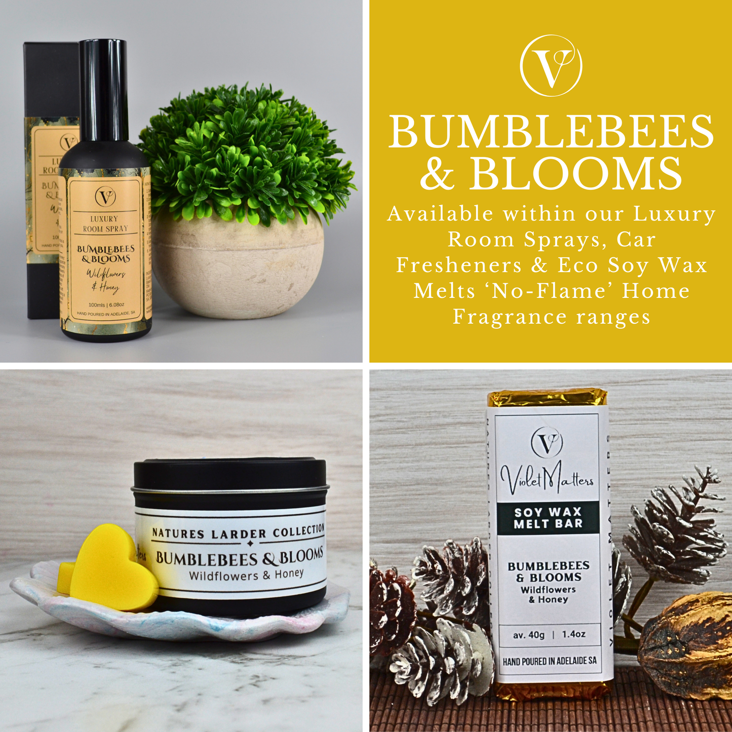 Bumblebees & Blooms: Wildflowers & Honey - Eco Soy Wax Melt Bar