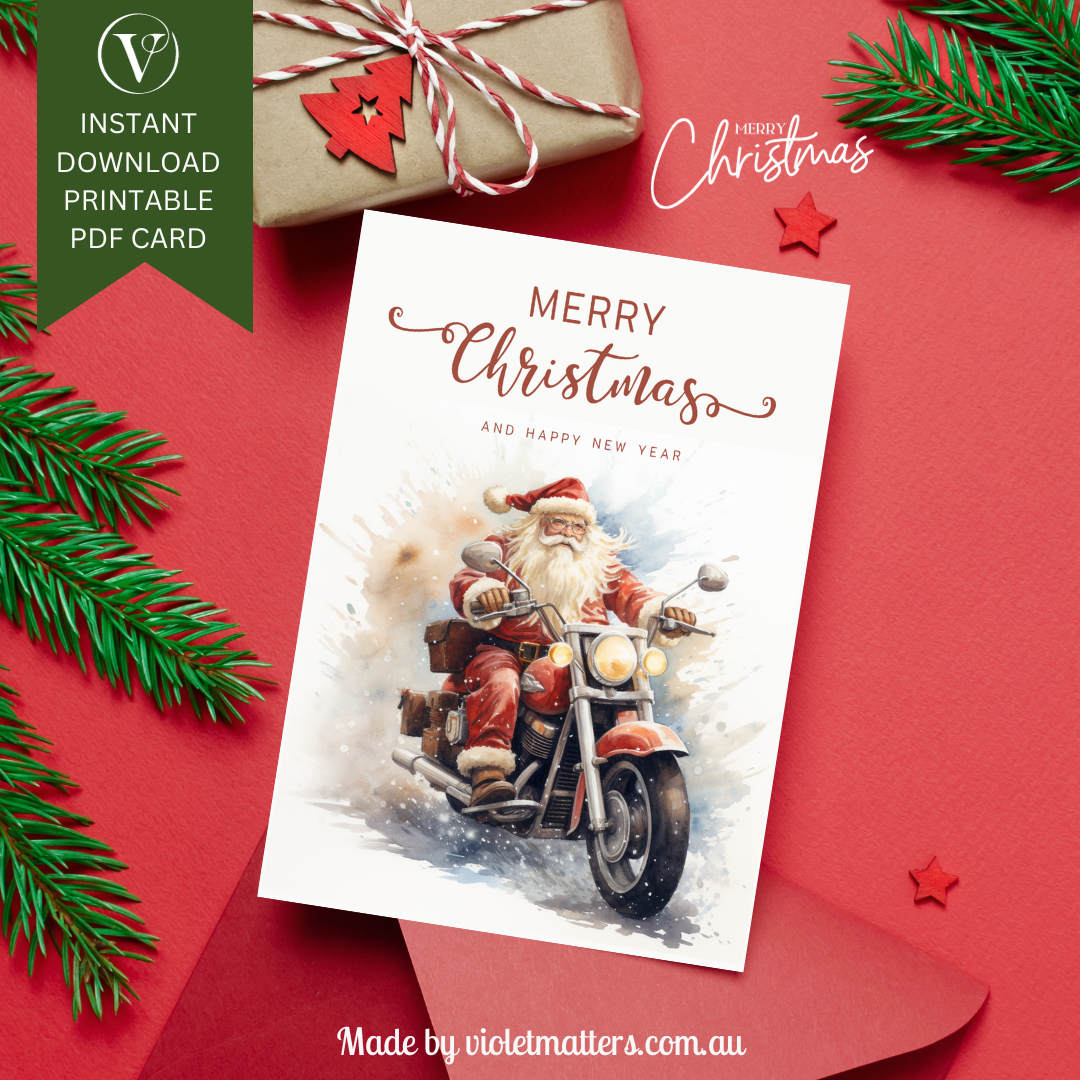 Cool Santa Printable Christmas A5 Card