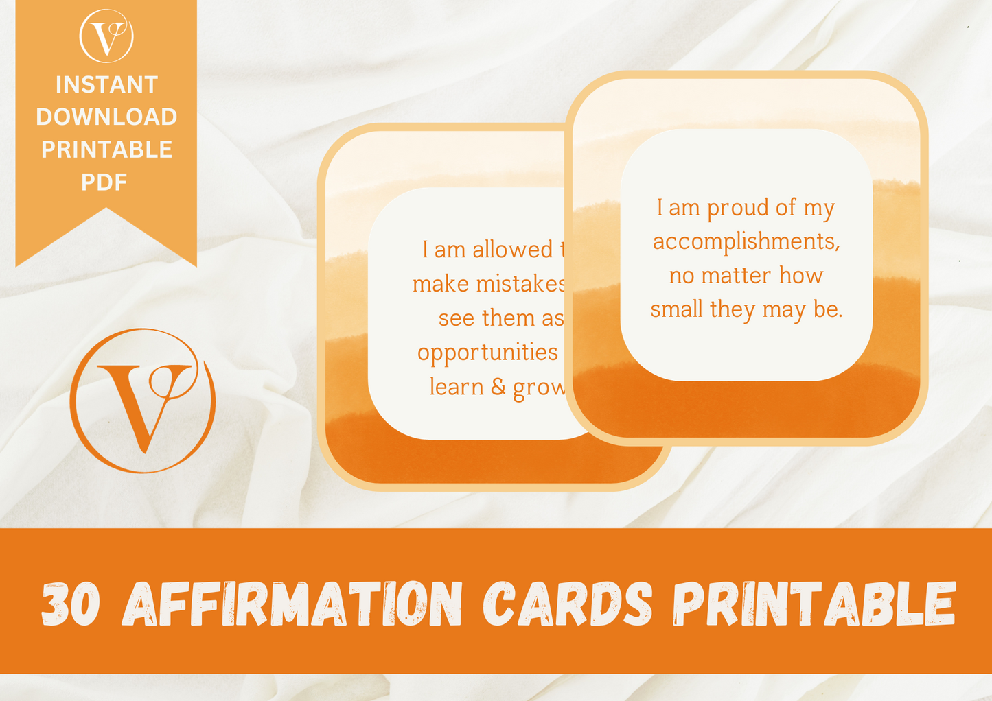 Printable Affirmation Card Set - Digital Download PDF - Increasing Self-Esteem