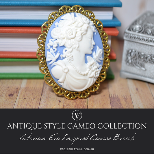 Antique Style Victorian Era Inspired Cameo Brooch - Portrait of a Lady