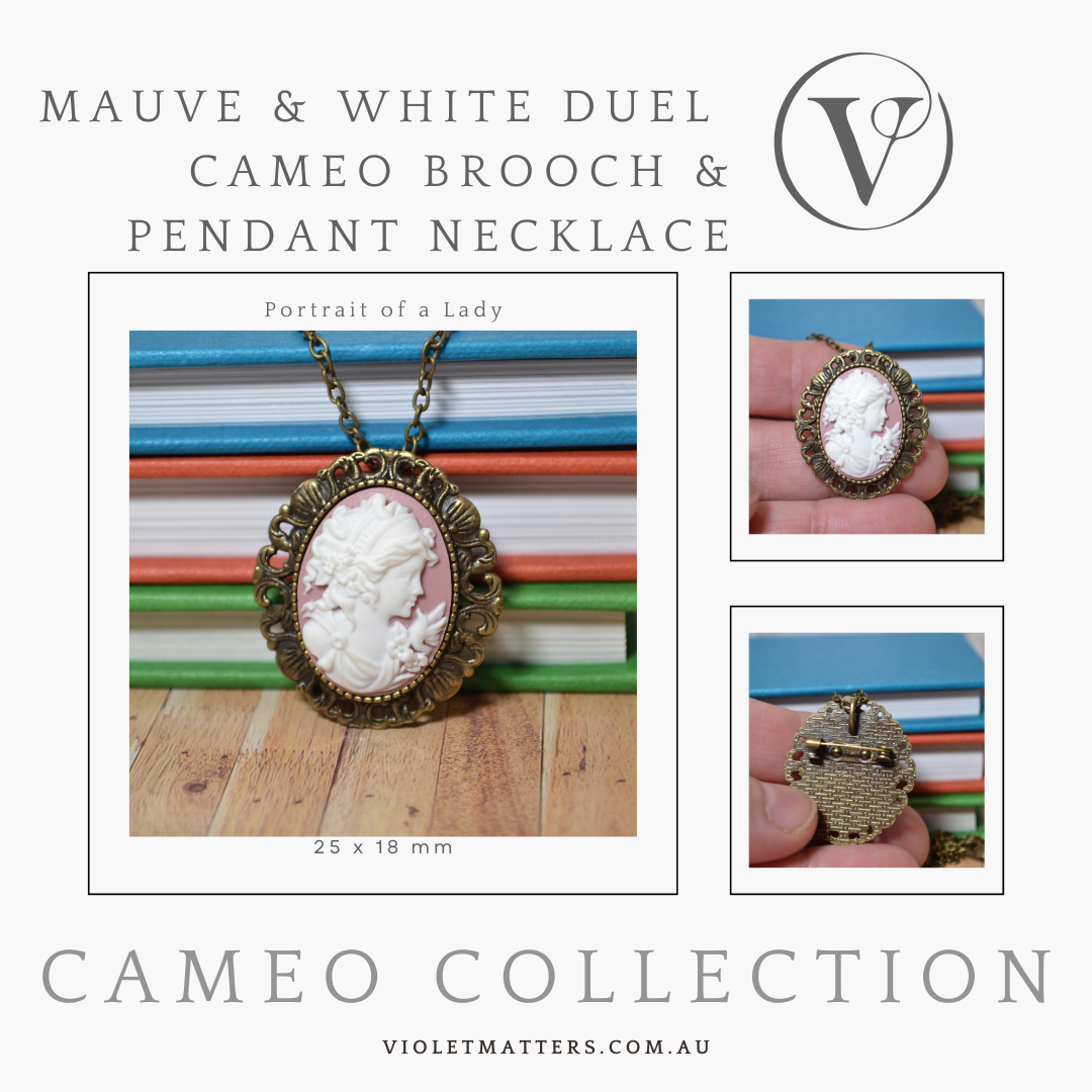 Antique Style Victorian Era Inspired Duel Use Cameo Brooch & Necklace - Portrait of a Lady