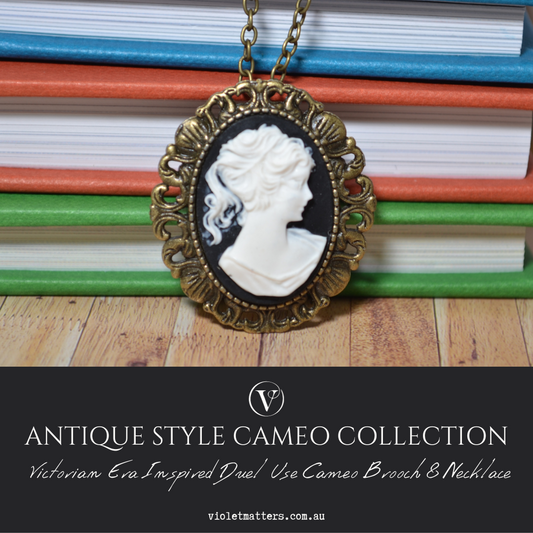 Antique Style Victorian Era Inspired  Duel Use Cameo Brooch & Necklace - Portrait of a Lady