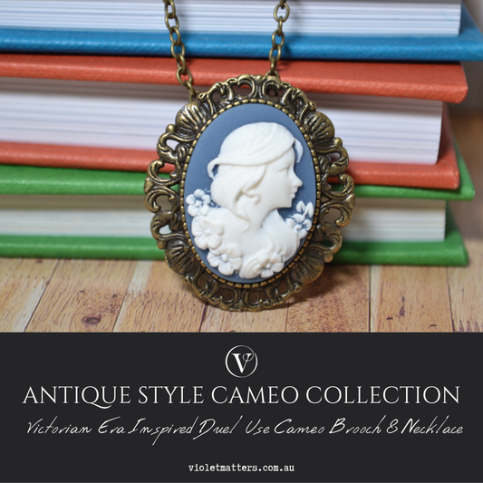 Antique Style Victorian Era Inspired  Duel Use Cameo Brooch & Necklace - Portrait of a Young Girl