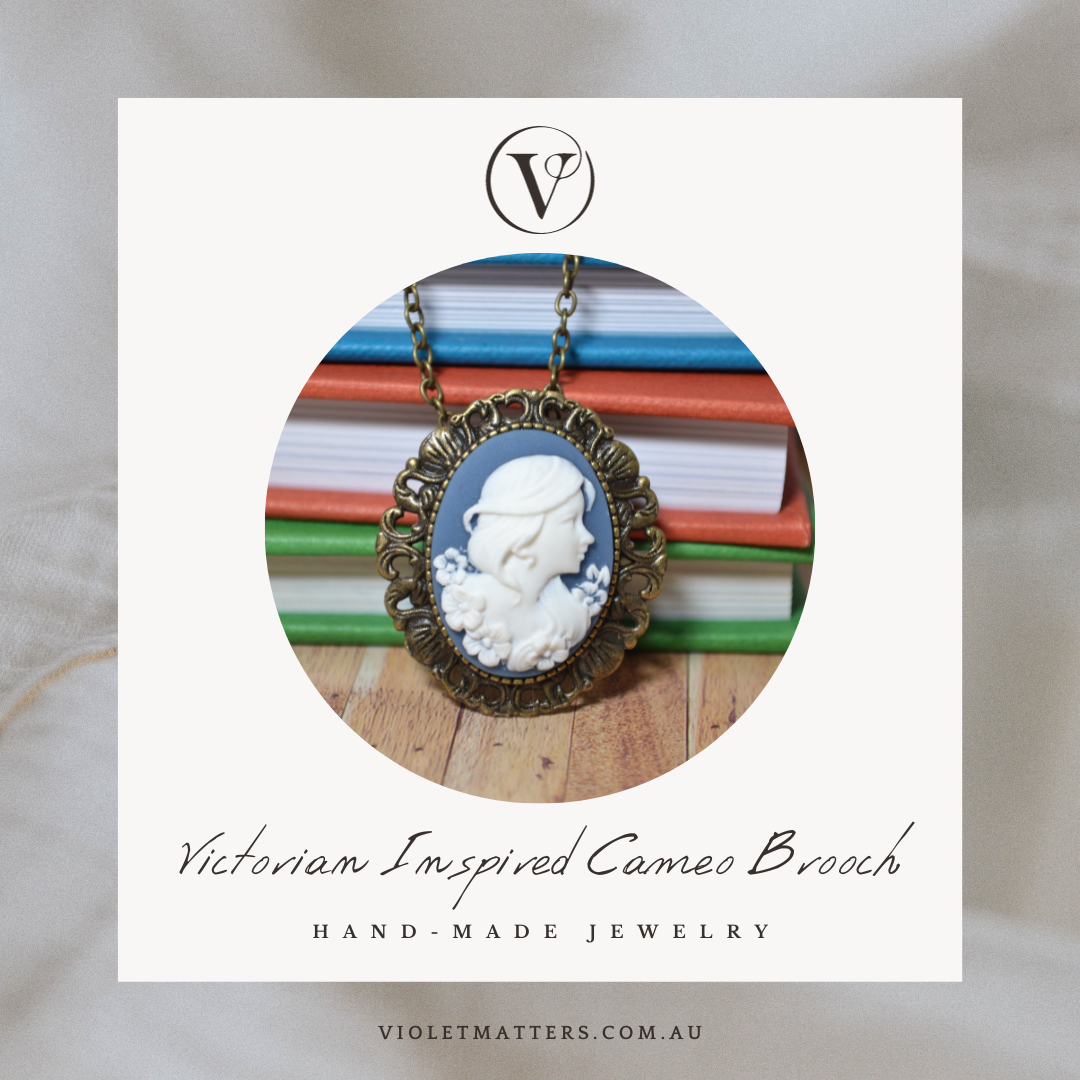 Antique Style Victorian Era Inspired Duel Use Cameo Brooch & Necklace - Portrait of a Young Girl