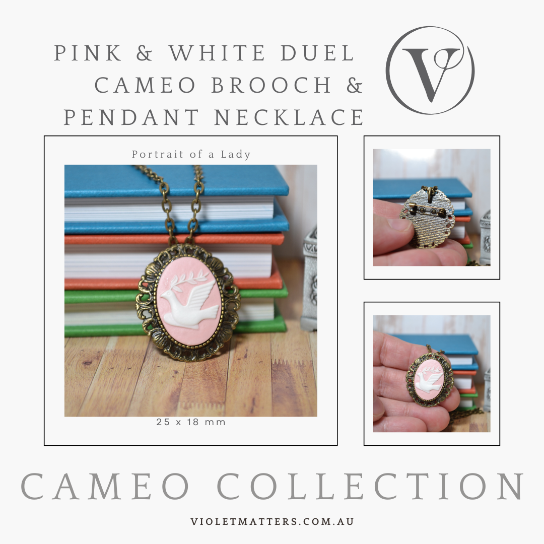 Antique Style Victorian Era Inspired Duel Use Cameo Peace Brooch & Necklace