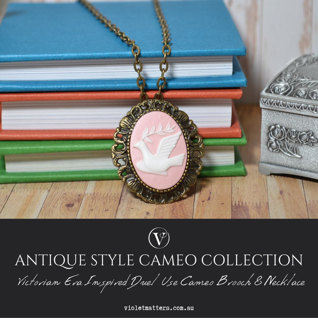 Antique Style Victorian Era Inspired Duel Use Cameo Peace Brooch & Necklace