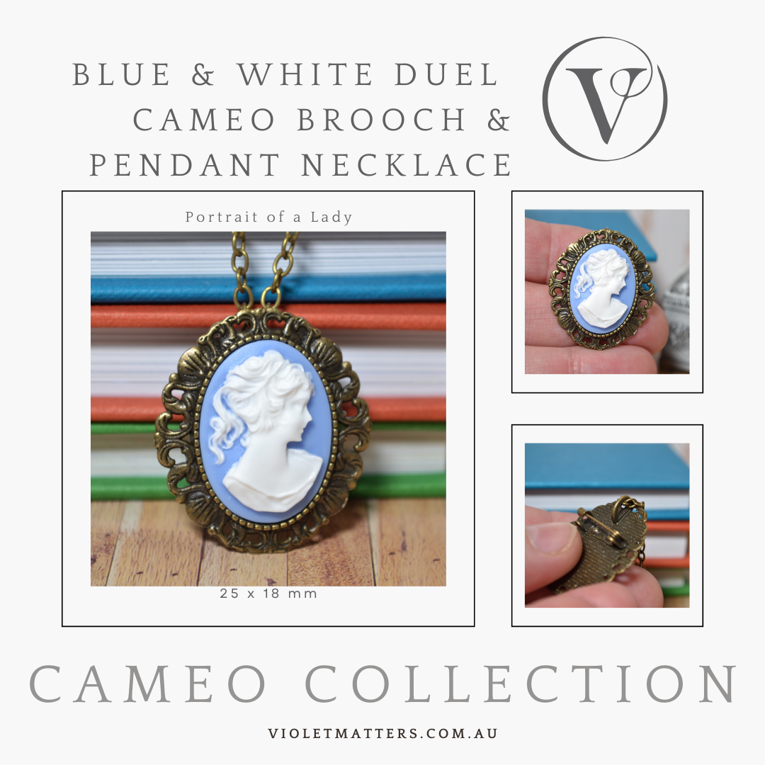Antique Style Victorian Era Inspired Duel Use Cameo Brooch & Necklace - Portrait of a Lady