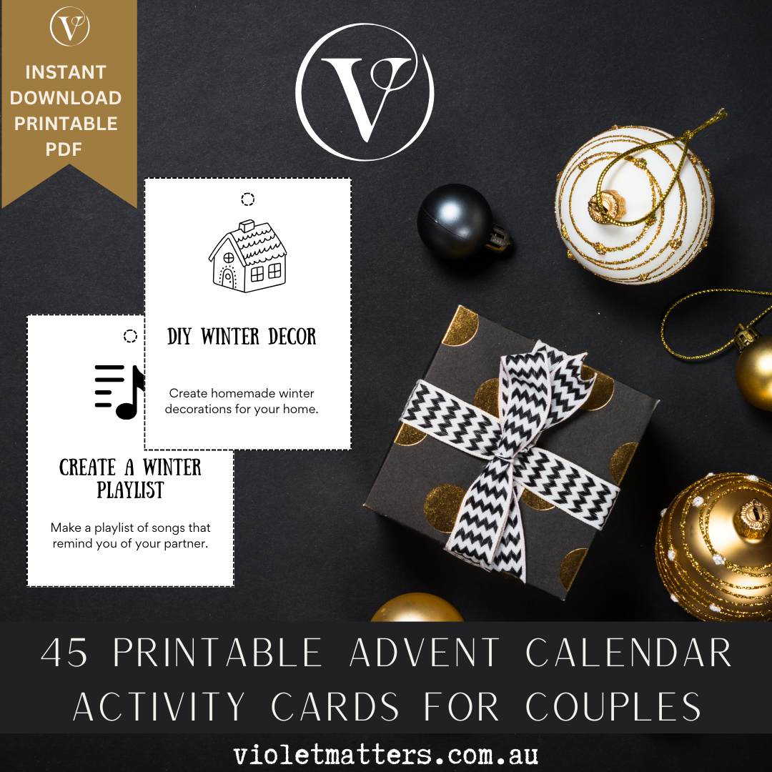 Digital Printable Christmas Advent Activity Cards for Couples