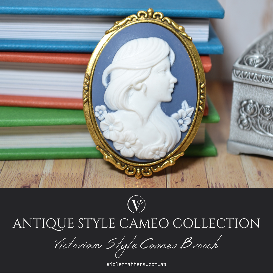 Antique Style Victorian Era Inspired Cameo Brooch - Portrait of a Girl