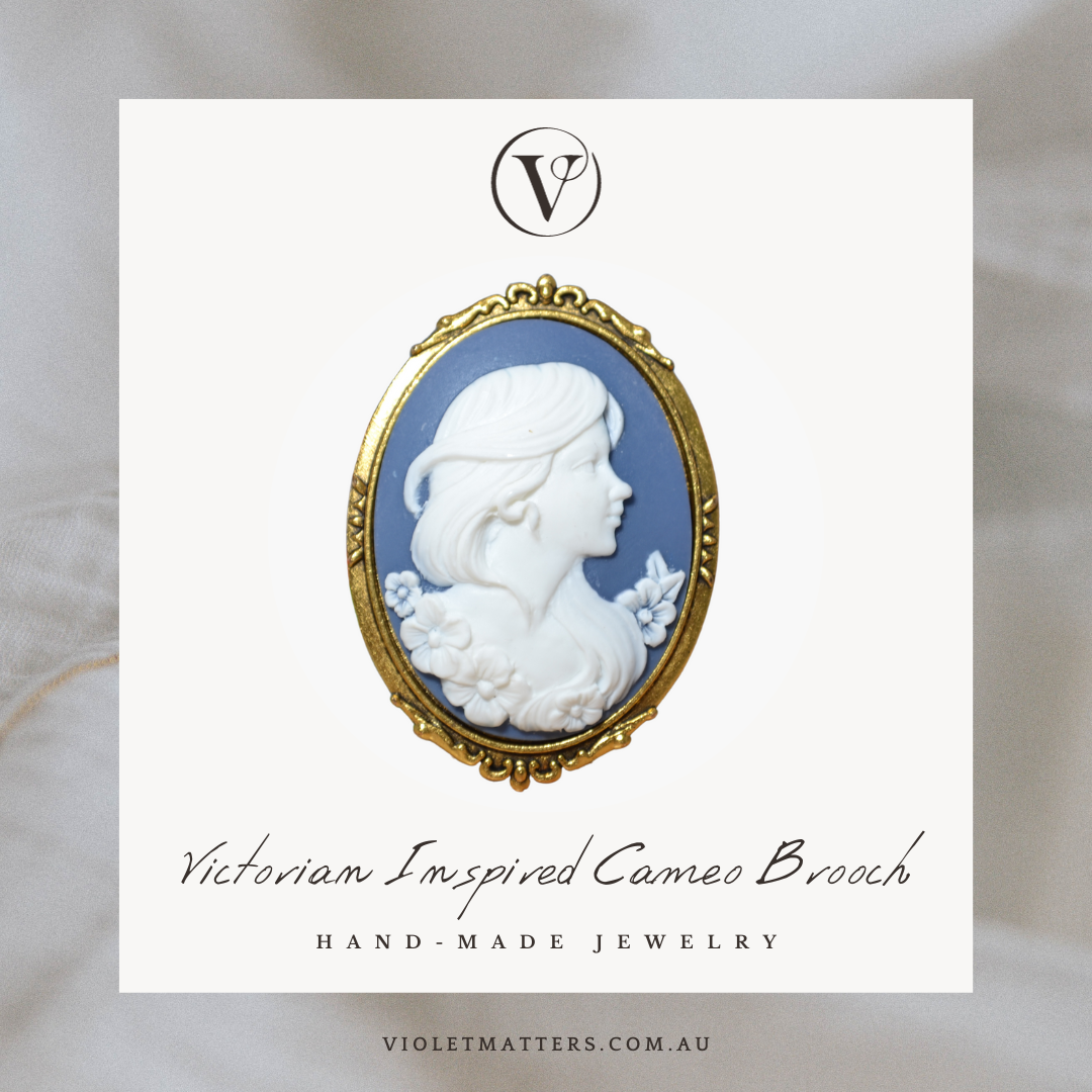 Antique Style Victorian Era Inspired Cameo Brooch - Portrait of a Girl