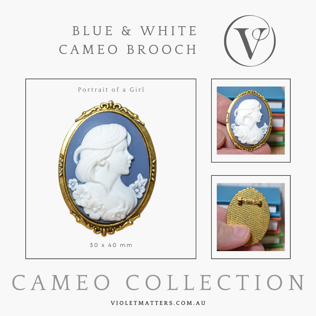 Antique Style Victorian Era Inspired Cameo Brooch - Portrait of a Girl