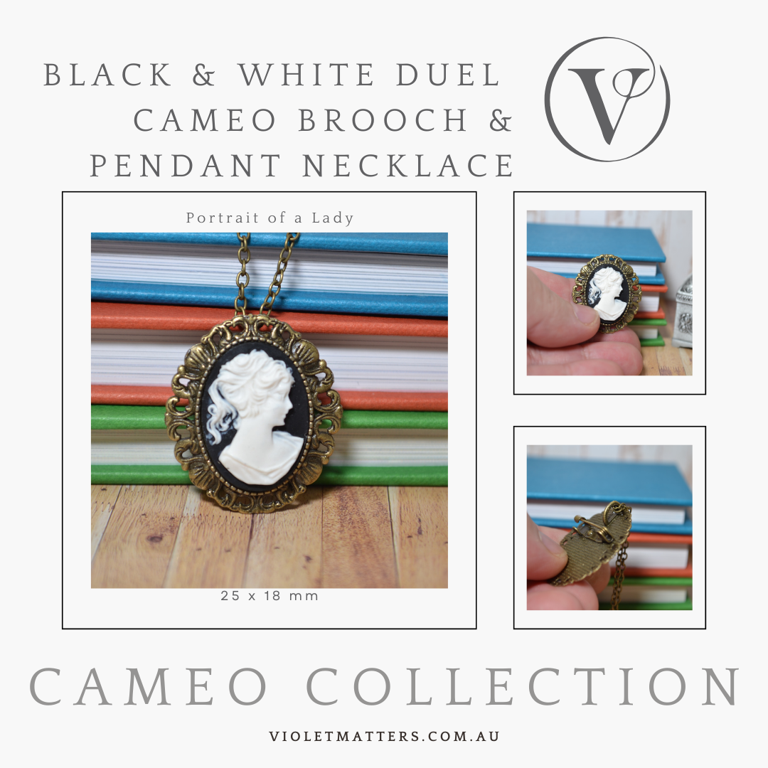Antique Style Victorian Era Inspired Duel Use Cameo Brooch & Necklace - Portrait of a Lady