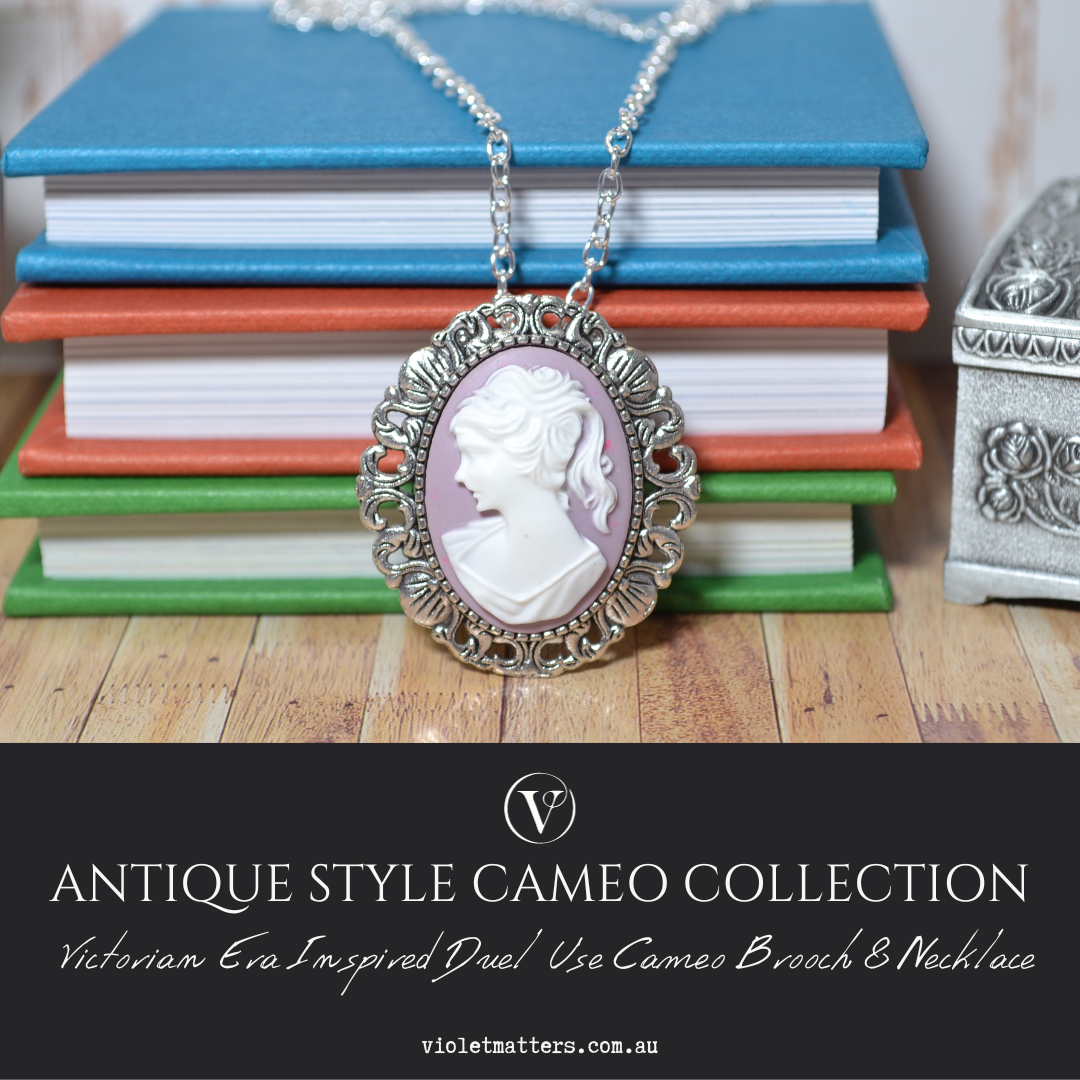 Antique Style Victorian Era Inspired Duel Use Cameo Brooch & Necklace - Portrait of a Lady