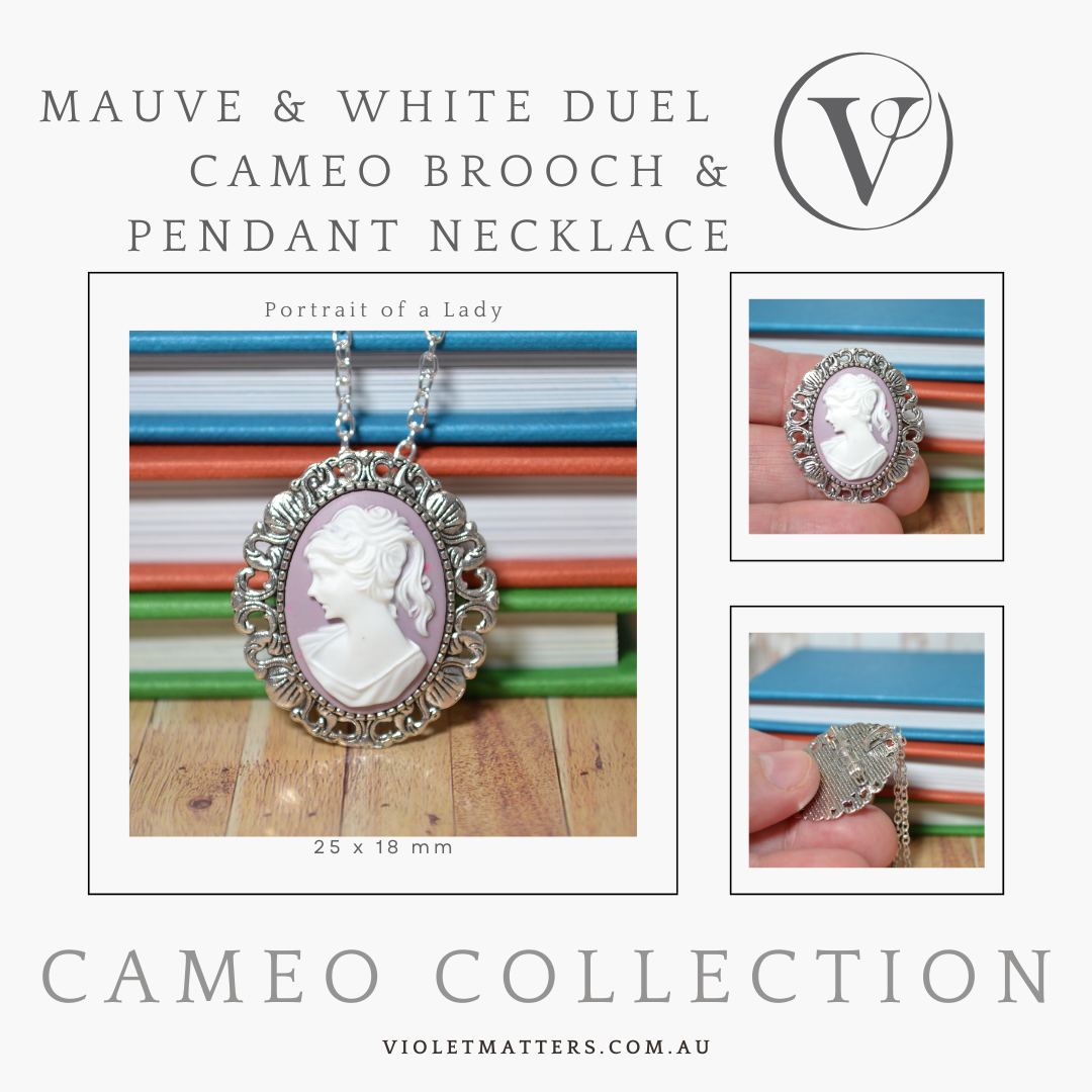 Antique Style Victorian Era Inspired Duel Use Cameo Brooch & Necklace - Portrait of a Lady
