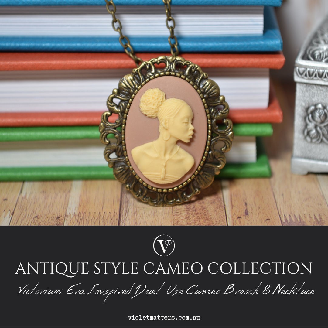 Antique Style Victorian Era Inspired Duel Use Cameo Brooch & Necklace - Portrait of a Lady