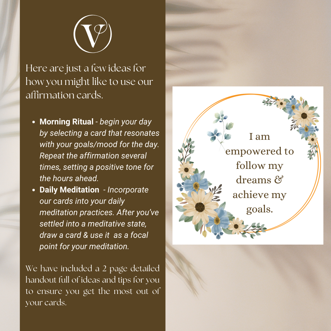 Printable Affirmation Card Set - Digital Download PDF - Empower, Self-Love, Confidence & Positivity