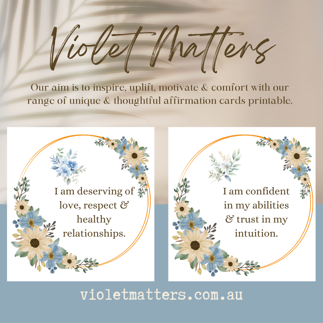 Printable Affirmation Card Set - Digital Download PDF - Empower, Self-Love, Confidence & Positivity