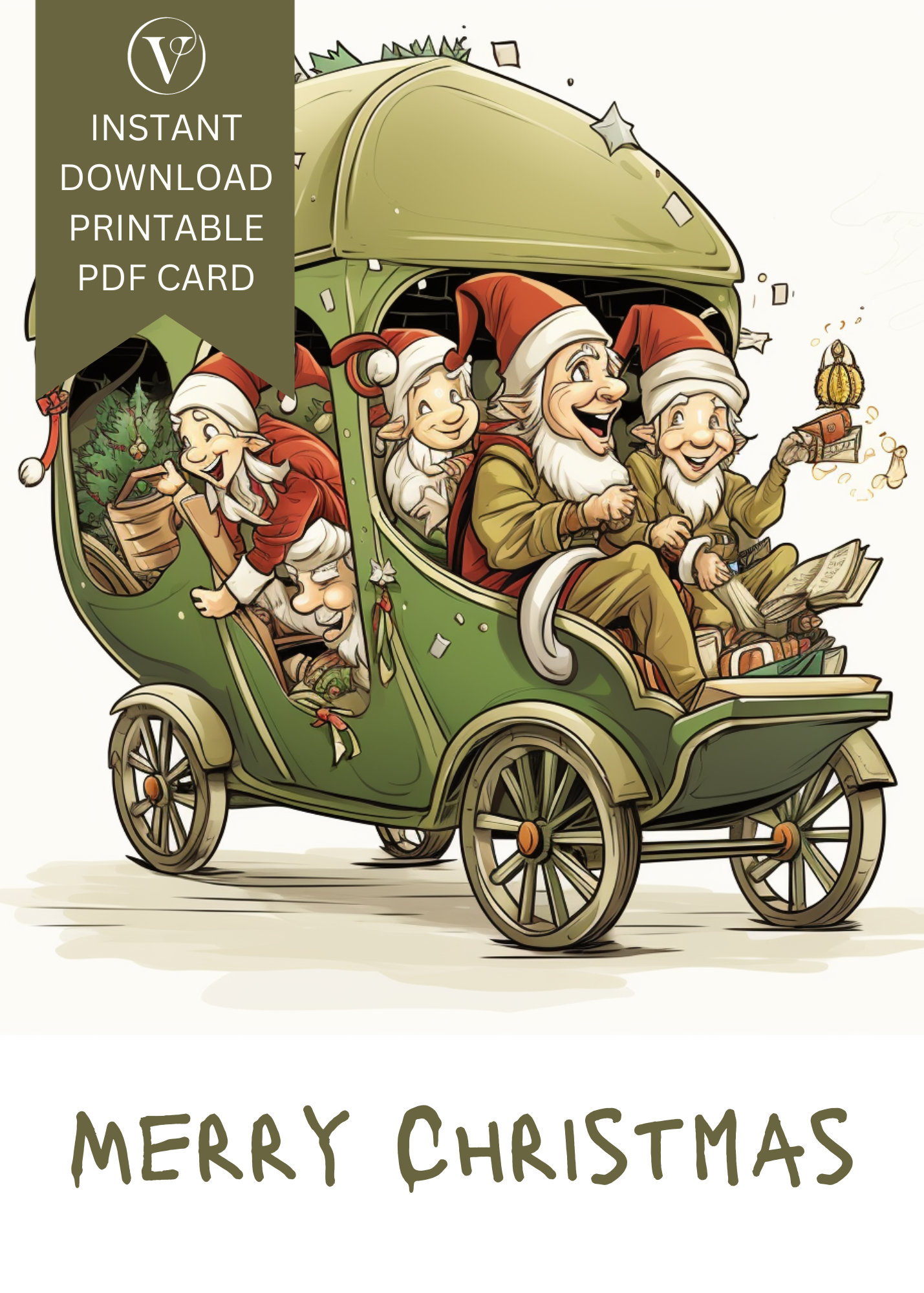 Retro Comic Cartoon Style Printable Christmas A5 Card