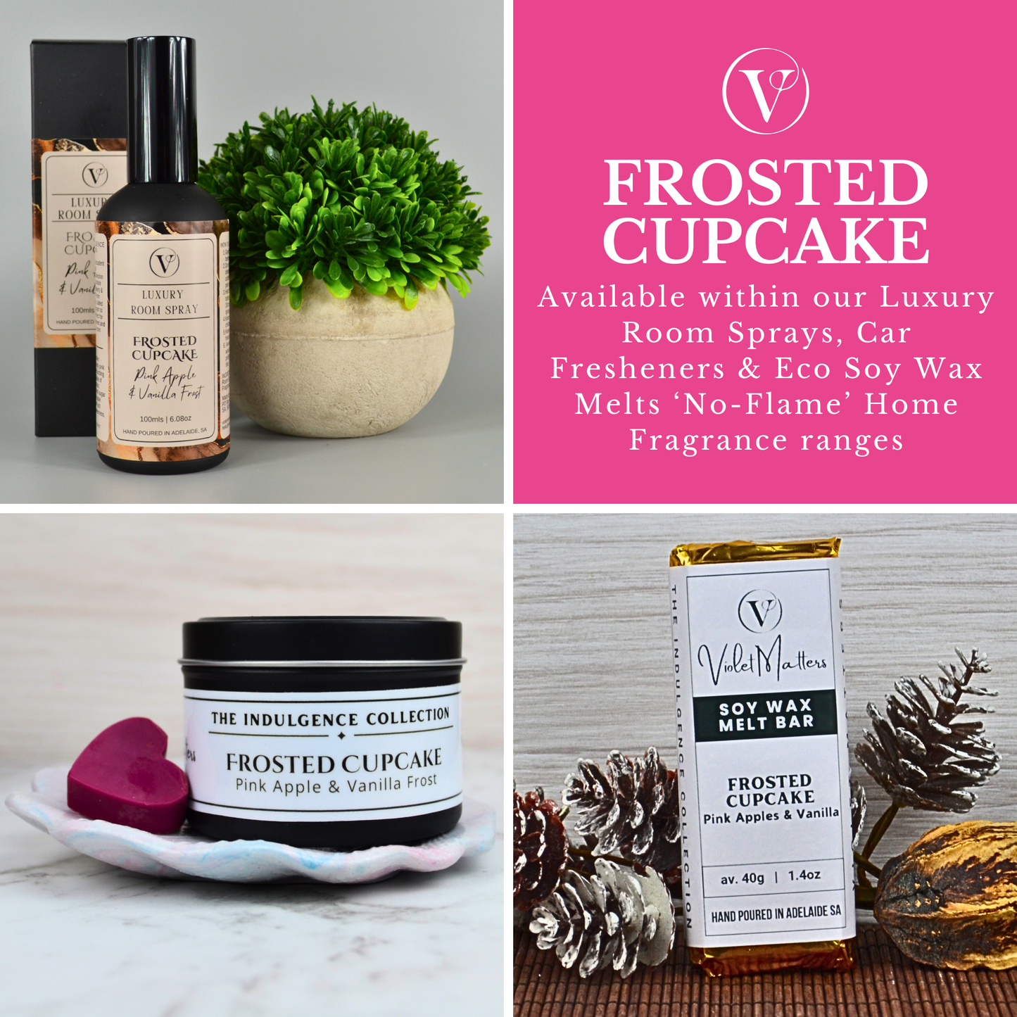 Frosted Cupcake: Pink Apple & Vanilla Frost - Eco Soy Wax Melt Bar