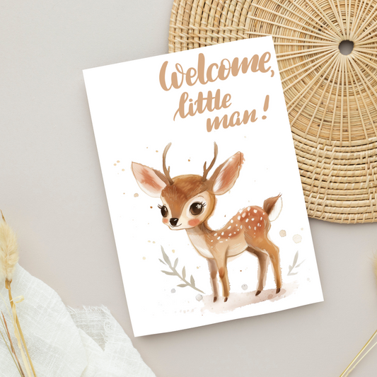 Blank A5 Animal Printable Baby Fawn Card - Printable Card