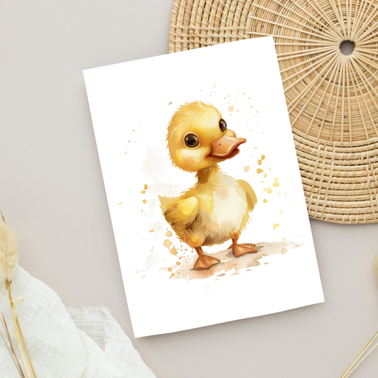 Blank A5 Animal Printable Baby Duckling Card - Printable Card