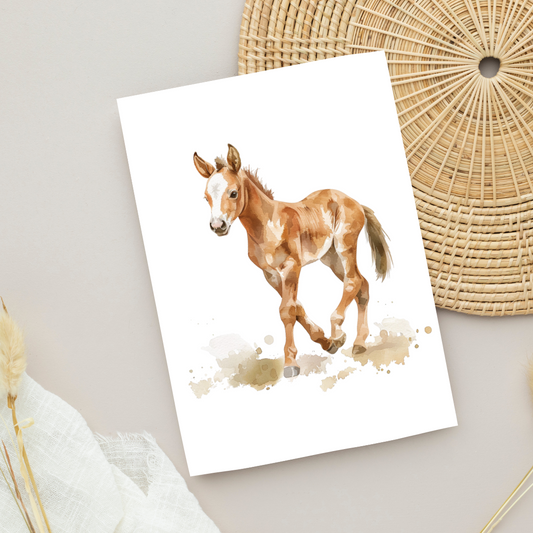 Blank A5 Animal Printable Baby Foal Card - Printable Card