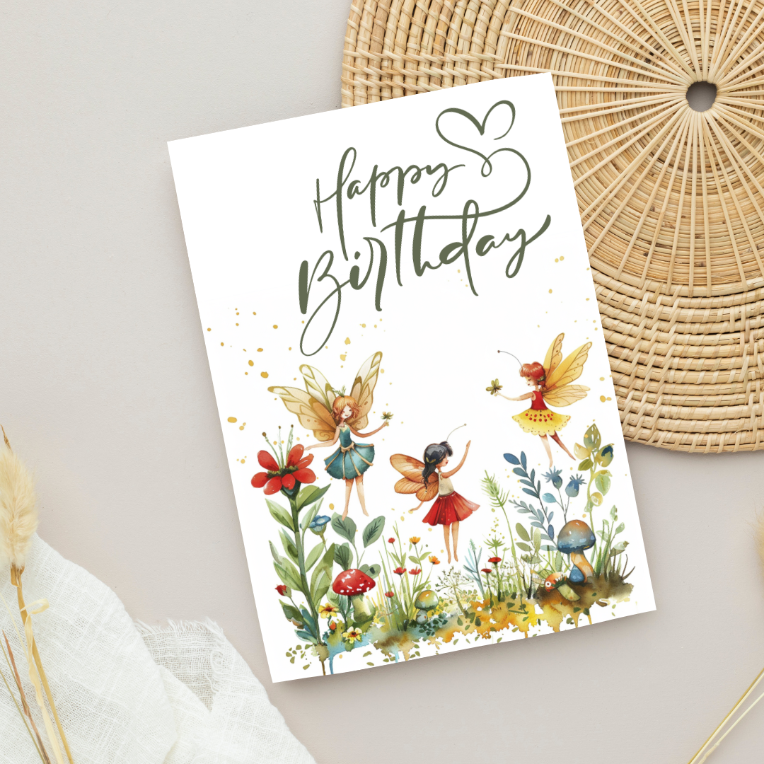 Blank A5 Printable Happy Birthday Fairy Card - Printable Card