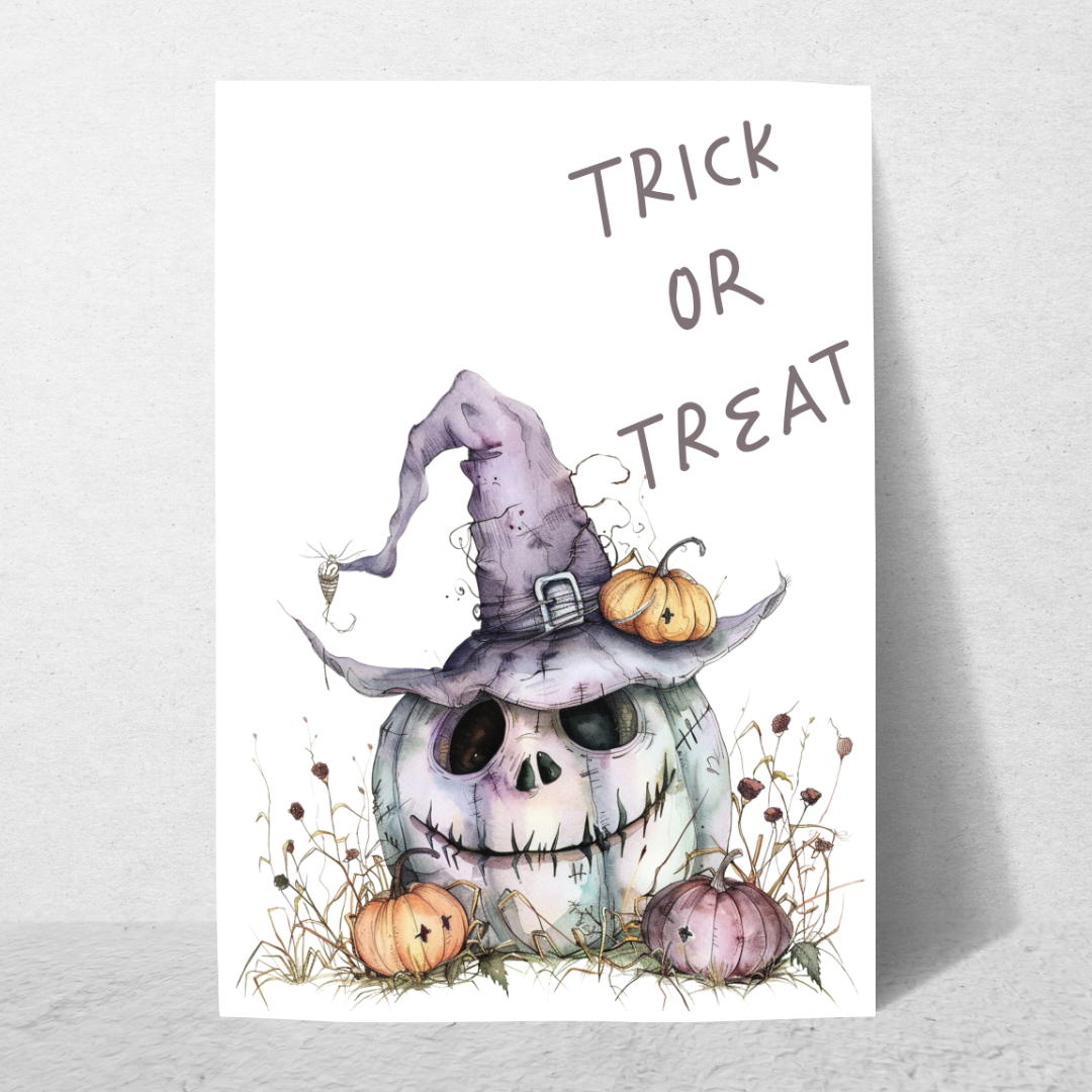 Fun Blank A5 Printable Trick or Treat Halloween Card