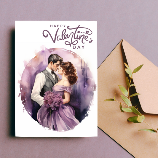 Romantic Victorian Era Inspired Blank A5 Printable Valentine's Day Card