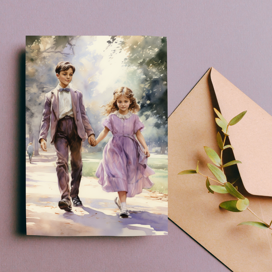 Beautiful Victorian Era Inspired Inspired Blank A5 Printable Friendship Card
