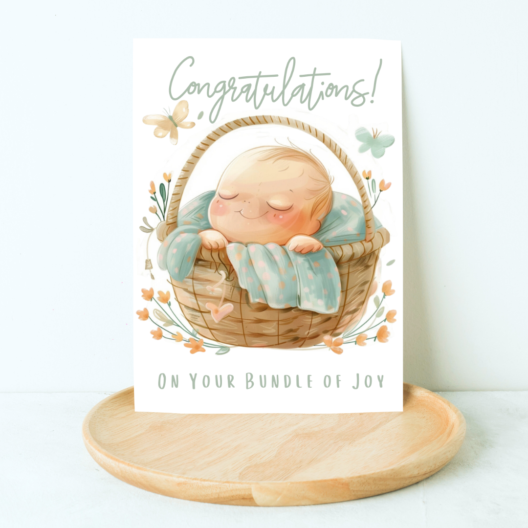 Delightful Blank A5 Printable Congratulations Baby Card
