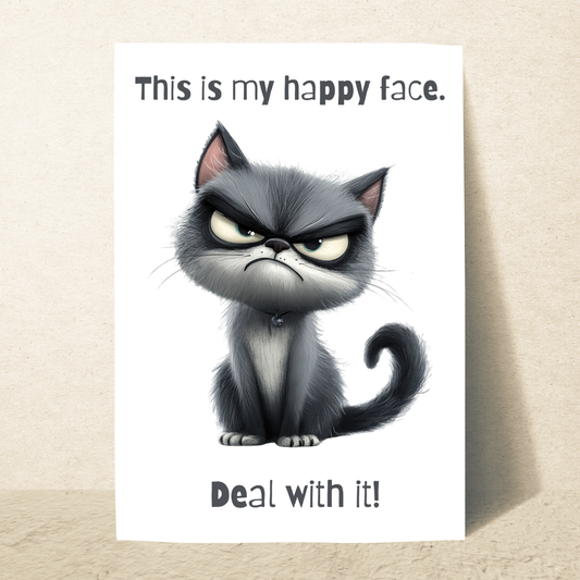 Blank A5 Printable General Occassion  Grumpy Cat Card