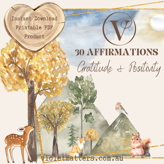 Printable Affirmation Card Set - Digital Download PDF - Gratitude & Positivity