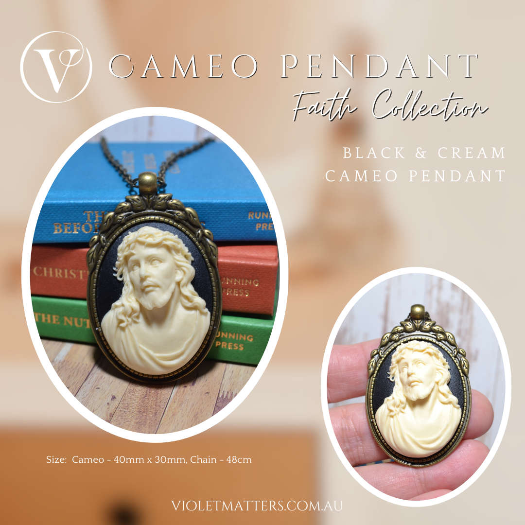 Antique Style, Victorian Era Inspired Faith Cameo Pendant - A Portrait of Jesus