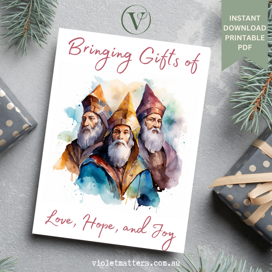 Printable Faith Christmas A5 Card - Three Wisemen