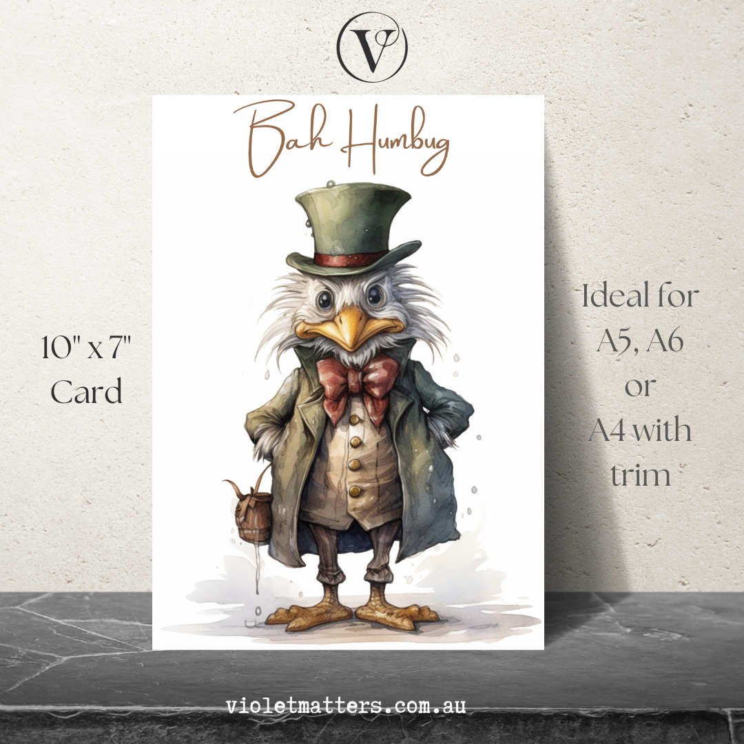 Awesome Grumpy Scrooge Printable Fun Anti-Christmas Card A5 Size