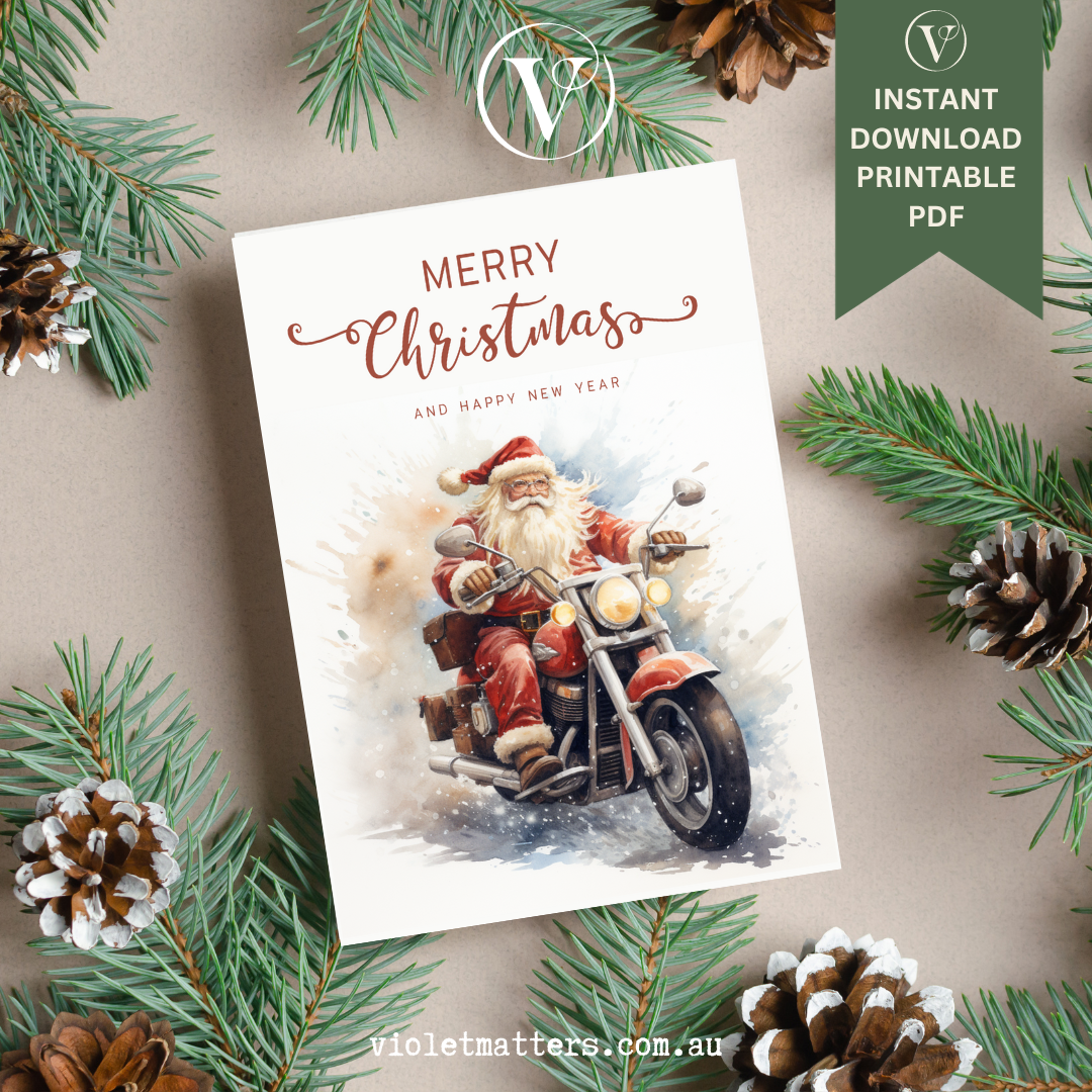 Cool Santa Printable Christmas A5 Card
