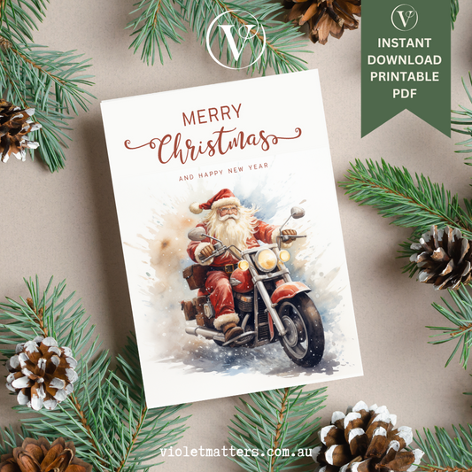 Cool Santa Printable Christmas A5 Card