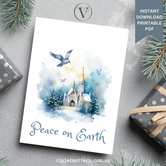 Peace on Earth Printable Christmas A5 Card