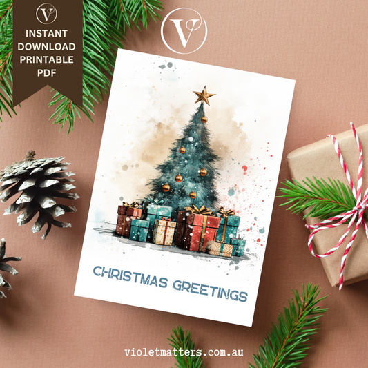 Grunge Style Printable Christmas A5 Card