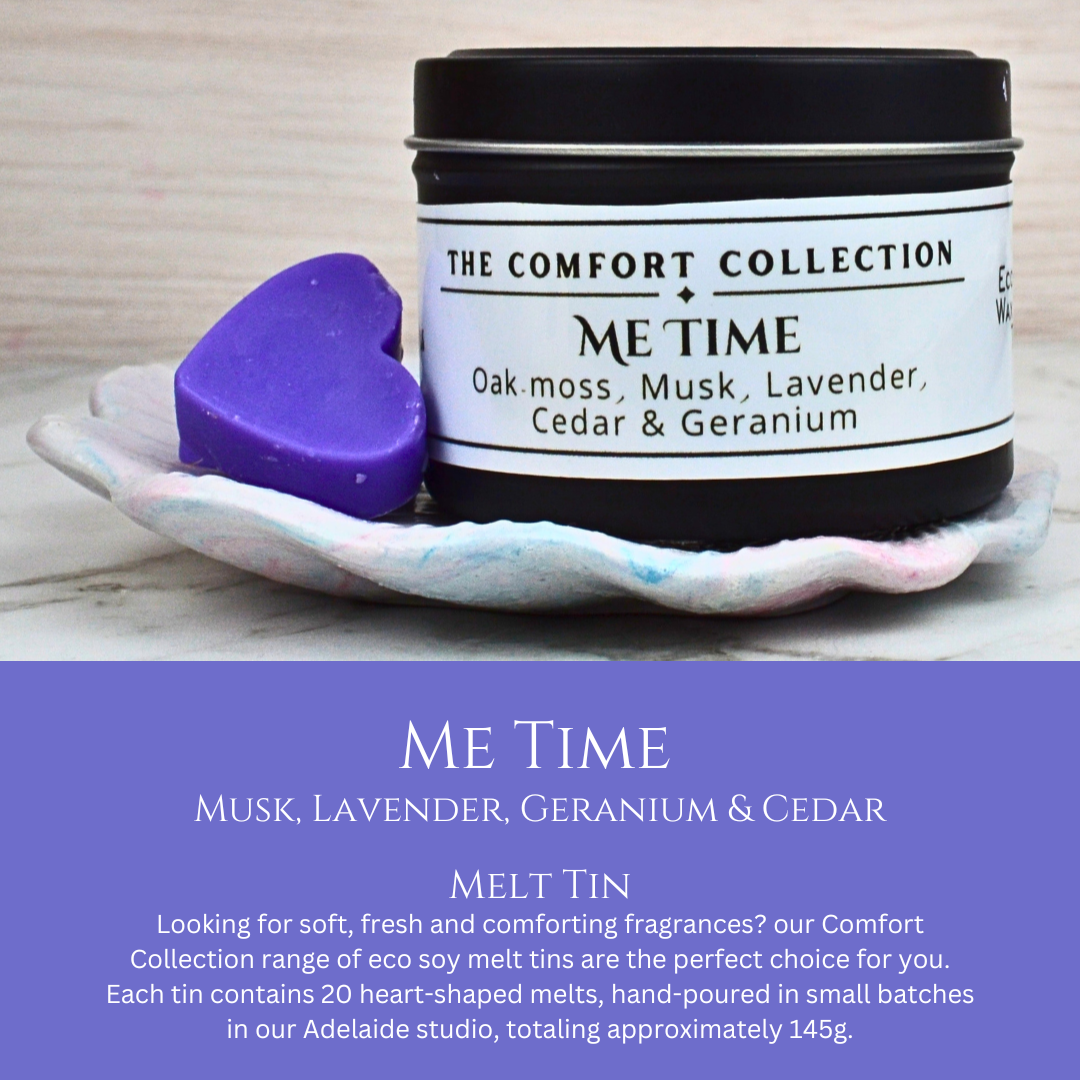 Me Time: Musk, Lavender, Geranium & Cedar - Eco Soy Wax Melt Tin