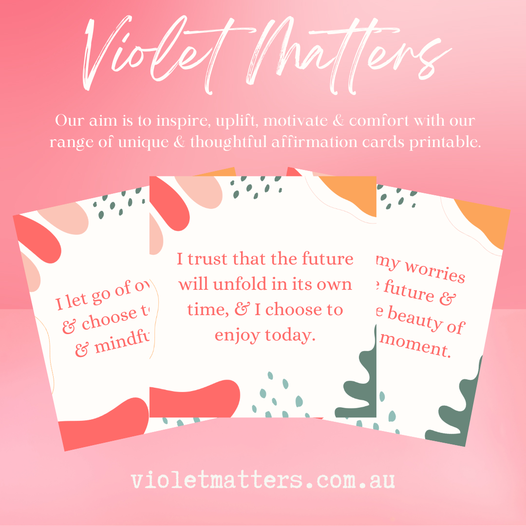 Printable Affirmation Card Set - Digital Download PDF - Living in the moment & letting go of fear and worry