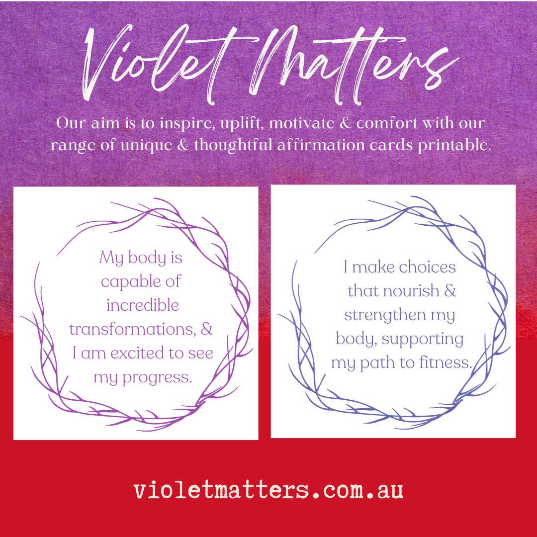 Printable Affirmation Card Set - Digital Download PDF - Journey to Increase Health & Fitness
