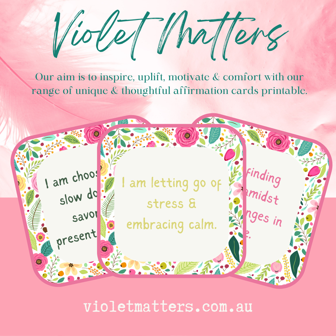 Printable Affirmation Card Set - Digital Download PDF - Focusing on Relaxation & Stress Relief