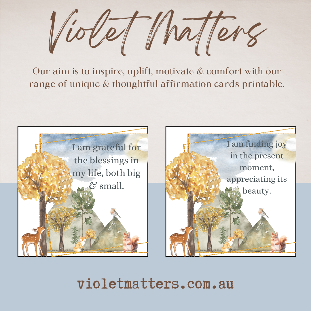 Printable Affirmation Card Set - Digital Download PDF - Gratitude & Positivity