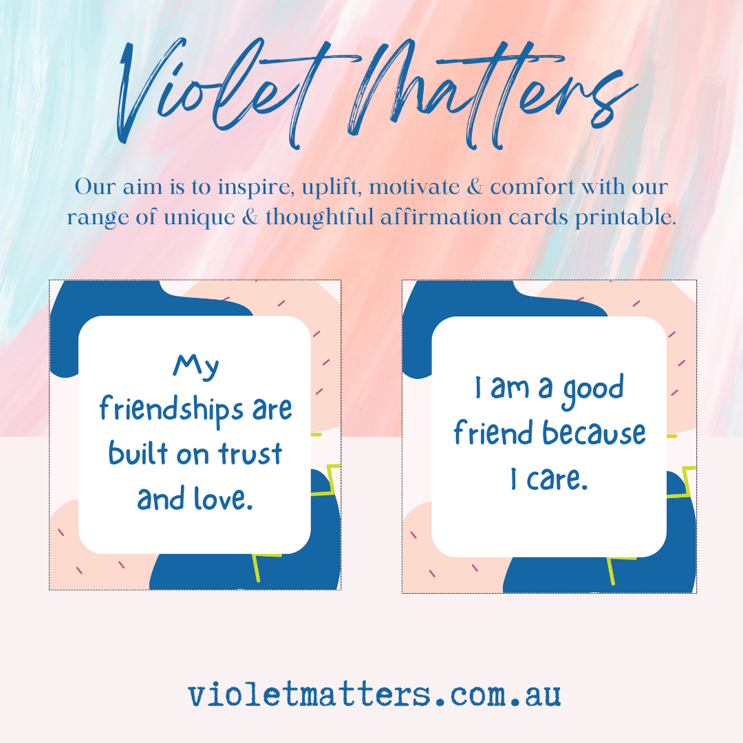 Printable Affirmation Card Set - Digital Download PDF - Friendship Affirmation Cards for Children