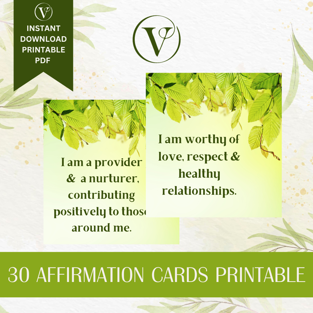 Printable Affirmation Card Set - Digital Download PDF - For a Positive Him