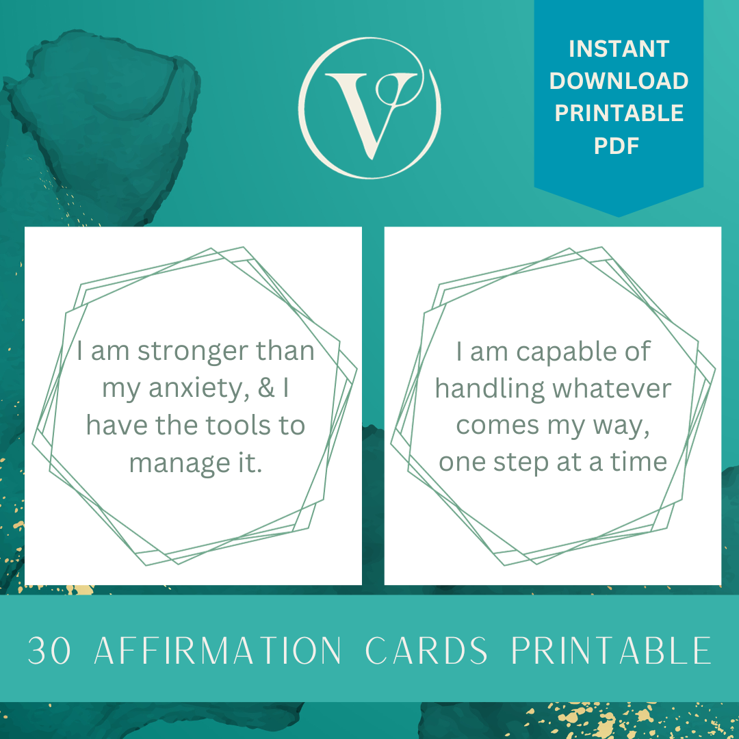 Printable Affirmation Card Set - Digital Download PDF - Anxiety, Cultivate Calmness & Positivity